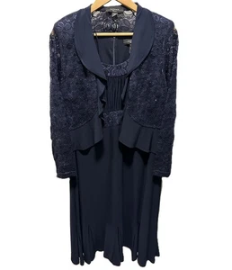 R&M Richards Donna Plus 14W Occasioni Speciali Abito Senza Maniche e Giacca in Navy - Foto 1 di 13