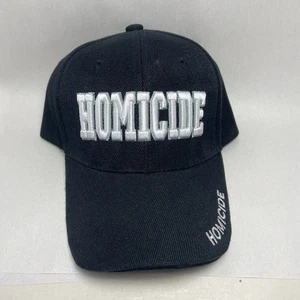Gorra de bola ajustable Homicide negra blanca bordada nueva con etiquetas aro y lazo de acrílico - Imagen 1 de 5