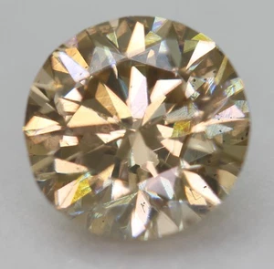 Cert 1.15 Carat Yellow Brown VS1 Round Brilliant Natural Enhanced Diamond 6.81mm - Picture 1 of 4