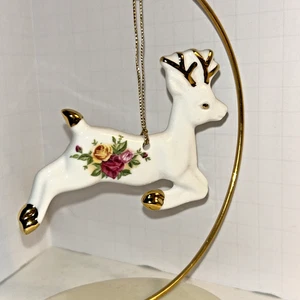 Royal Albert Porcelain Reindeer Ornament Old Country Roses 2002 - Picture 1 of 8