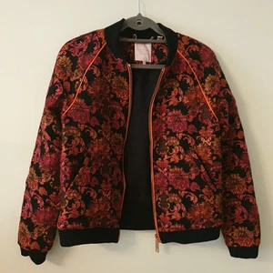 Ted Baker Jacket Size 10 2 Bomber Zip Floral Embroidered Womens Eur 38 Coat Neon - Picture 1 of 12