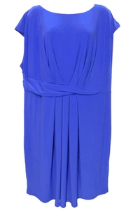 Adrianna Papell Twist Waist Sleeveless Sheath Dress 18W Royal Blue Short Lined - Picture 1 of 9