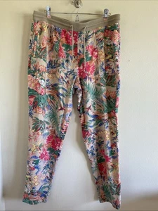 Freizeithose Damen beige mehrfarbig Blumenmuster Leinen Viskose UK 16 US 12 von M&S - Bild 1 von 15