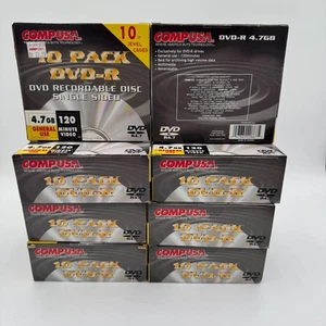 CompUSA DVD-R 4,7GB 120min Rohlinge Discs 10er Pack Jewel Cases Posten 8 (80 Discs) NEU - Bild 1 von 2