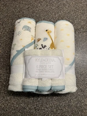 Juego de 6 toallas y paños con capucha Kyle & Deena Baby tema safari nuevo con etiquetas Foto 1 de 2