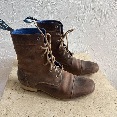 John Fluevog Botas Mujer 10 Marrón Cuero Envejecido Radio BBC Clásicas Con Cordones Foto 1 de 4