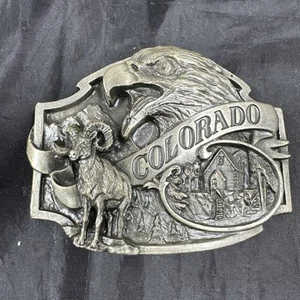 Siskiyou Vintage 1988 Colorado Zinn Gürtelschnalle What America Was Ram Eagle L35 - Bild 1 von 23