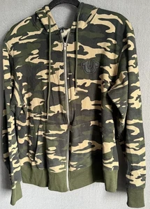 True Religion Sudadera con Capucha Hombres XL Camuflada Cremallera Completa Logo Bolsillos Sudadera Chaqueta Informal - Imagen 1 de 16