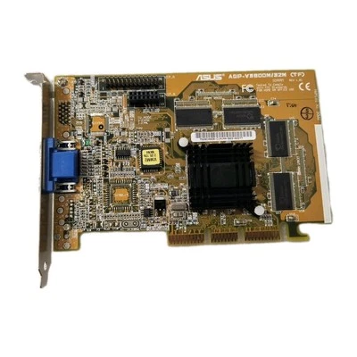 VINTAGE ASUS V3800M 32M NVIDIA RIVA TNT2 AGP VGA CARD WITH HEATSINK MXB58 - Image 1 of 4