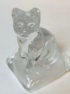 Vintage Crystal D'Arques klare Bleikristall Katze auf mattiertem Kissen Figur EUC - Bild 1 von 13
