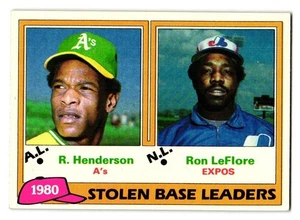 1981 Topps - #4 Stolen Base Leaders Rickey Henderson Ron LeFlore - Picture 1 of 2