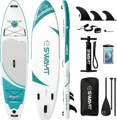 Inflatable Stand Up Paddle Board, Durable SUP 33" Wide Blow Up w/ Paddle & Pump - Image 1 of 4