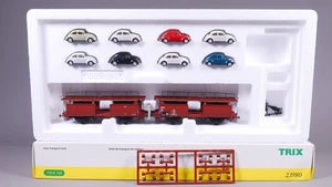 H0 DC Trix 23980 Autotransport-Einheit Off 52 DB mit VW Käfer in OVP #AV_539 - Bild 1 von 6