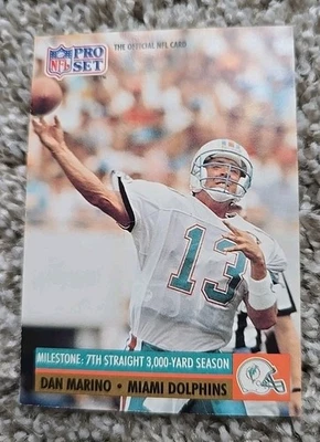 Базовая карта NFL Dan Marino QB Miami Dolphins 1991 ProSet Milestone No25 HOF - Изображение 1 из 4
