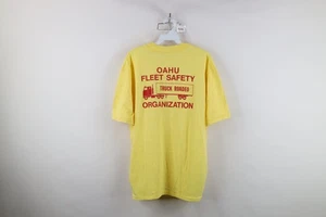 Vintage 70s Mens XL OAHU Fleet Safety Truck Rodeo Trucker T-Shirt Yellow USA - Picture 1 of 13