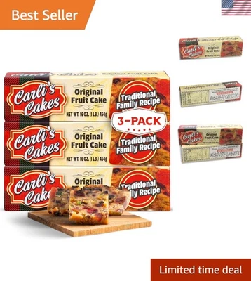 Pastel de frutas envuelto individualmente - Paquete de 3, 1 lb cada uno | Gourmet Holiday Treat Foto 1 de 4