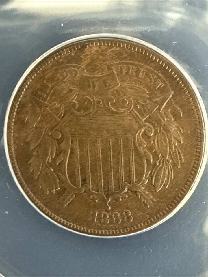 1868  .02  ANACS  EF 45    Two-cent piece, 2c, Shield Coin M211 - Image 1 of 4