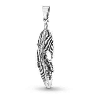 Bohemian Spiritual Feather Sterling Silver Pendant Charm - Picture 1 of 6