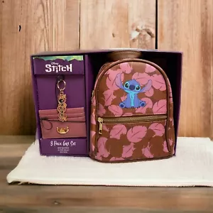 Disney Stitch Mini Rucksack Tasche Kartenetui & Schlüsselanhänger Geschenk/ Rosa Braun/ NEU! - Bild 1 von 6