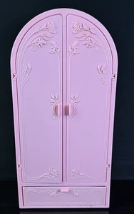 VTG 87 Barbie Sweet Roses Armoire Pink WARDROBE CLOSET Hangers&Outfits Mattel - Picture 1 of 15