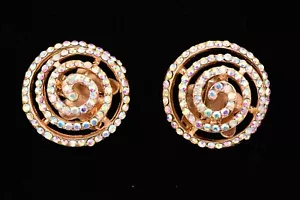 Clips para zapatos vintage aurora boreal cristal estrás tono dorado redondo brillante - Imagen 1 de 12