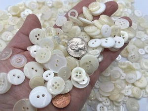 100  Off White Buttons mixed assortment sizes 5/16 to 13/16 Wedding Bulk Crafts - Picture 1 of 5