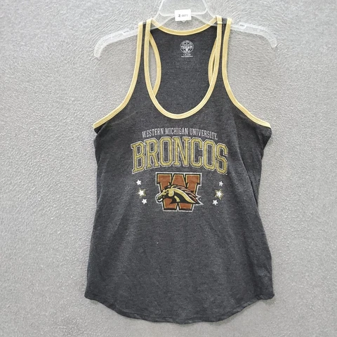 Western Michigan University Broncos Women Top Medium Gray Tank Logo Graphic Cover