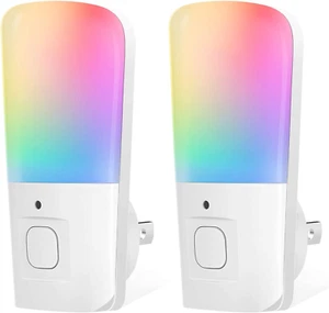 Rgb Led Night Light Plug In Automatic Dusk To Dawn Mini Kids Room Decor - Picture 1 of 11