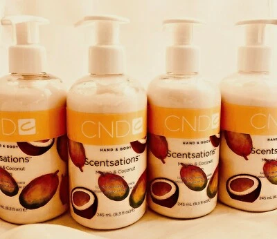 CND  Scentsations  Hand & Body Lotion  Mango & Coconut  4 PC 8.3 oz. Made in USA - Image 1 of 4