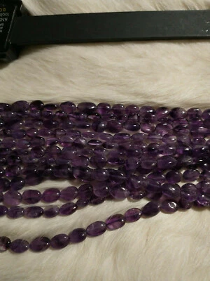 Cuentas ovaladas lisas de amatista vintage de 1 hebra de 15+ pulgadas, 5,3 mm+x6,5+ mm nuevas de stock Foto 1 de 4