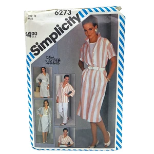 Simplicity 6273 Size 12 Misses' Pants Slim Skirt Double-Breasted Coat Dress - Picture 1 of 6