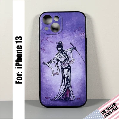 Case for iPhone 13 - Samurai Skeleton | Purple & Black | Slim & Flexible - Image 1 of 4