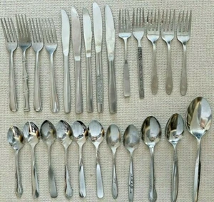 STAINLESS Flatware LOT Of 25 MIXED Pieces & Patterns Pre Owned (F52L) - Picture 1 of 12