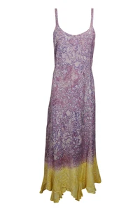 Purple Tie Dye Maxi Dress Embroidered Printed Sleeveless Beach Tank Dresses SM