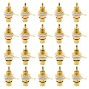 Gold Plated Female Rca Phono Panel Mount Chassis Socket Plug Jack Connector 20 - Picture 1 of 7