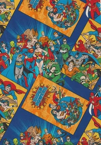 "DC COMICS " Super Heroes - COTTON Print Fabric (18" x 44") - Quilt/Craft/Decor - Picture 1 of 3
