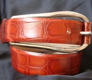 Cintura FURLA Cognac ecopelle di alligatore grande fibbia cromata 80 cm - Foto 1 di 3