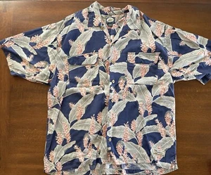 Tommy Bahama Hemd Herren L Blau Blumen Hawaii Vintage Seide Kurzarm - Bild 1 von 10