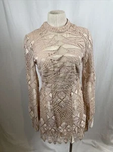 Free People deco lace mini dress Bell Sleeves Size 8 - Picture 1 of 8