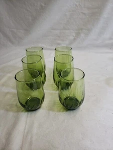 6 MCM Vintage Gläser Swirl Twist Glas Avocado Grün Becher 4,5" H CP - Bild 1 von 4