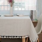 White Tablecloth Striped Checkered Tassel Tablecloth Rectangular Lace Tablecloth