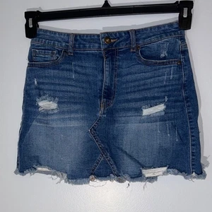 Wax Jean Blue Distressed Mini Skirt Y2K Medium - Picture 1 of 6
