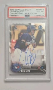 2016 Bowman Chrome Draft CAVAN BIGGIO #CDACB AUTO PSA 10 - GEM MINT - Foto 1 di 2