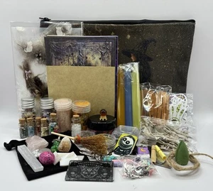 Basic Witch Starter Kit - Spells Crystals Candles Herbs Jars Feathers V2 - Picture 1 of 14
