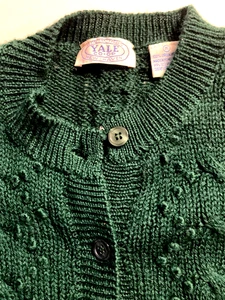 Vintage Yale New Haven Co-op Virgin Wool Forest Green Cardigan Misses Sz M - Picture 1 of 3