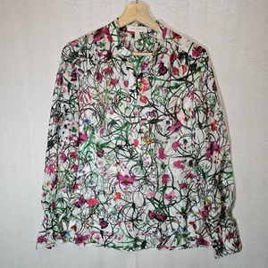 Etcetera Floral Colorful Sheer Silk Lightweight Long Sleeve Size 8 Women's Top - Picture 1 of 11