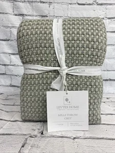 Levtex Home Mills Waffle Quilted Throw - | Gray | NWT | 50x60 - Picture 1 of 8