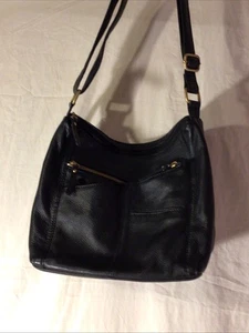 GREAT AMERICAN LEATHERWORKS BLACK LEATHER CROSSBODY BAG - Picture 1 of 19