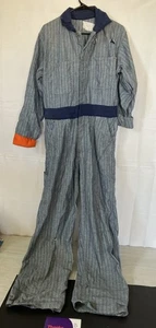 Denim Coveralls Men Chest 38 Herringbone Mechanic Jumpsuit Coverall Union Made - Picture 1 of 14