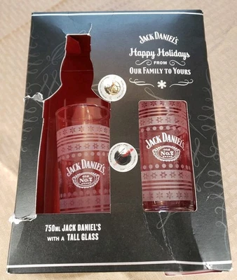 NEW! Set of (2) Jack Daniel's No. 7 Whiskey Highball Glasses -Snowflakes & Box - Image 1 of 4
